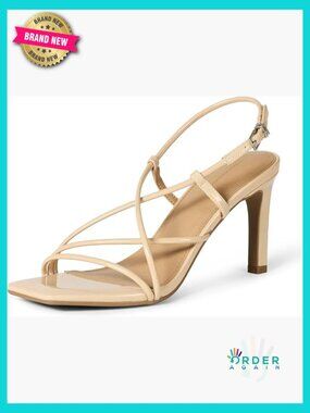 Strappy Stiletto Heel Sandals with Ankle Strap Open Toe Slip On Faux Leather